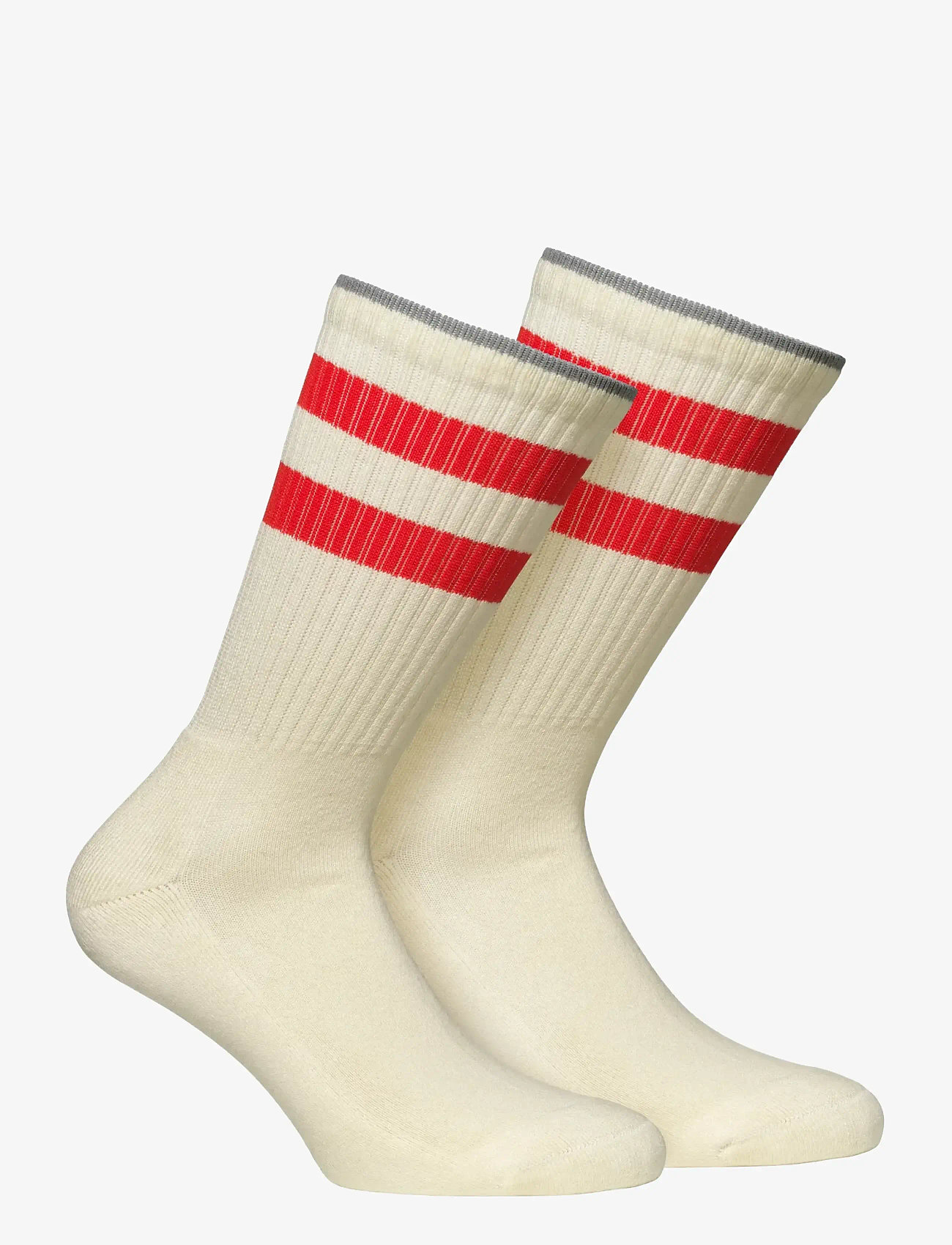 Alpacasocks&Co - Merino Casual Stripes 2-pack - sokker - latte/red/grey - 0