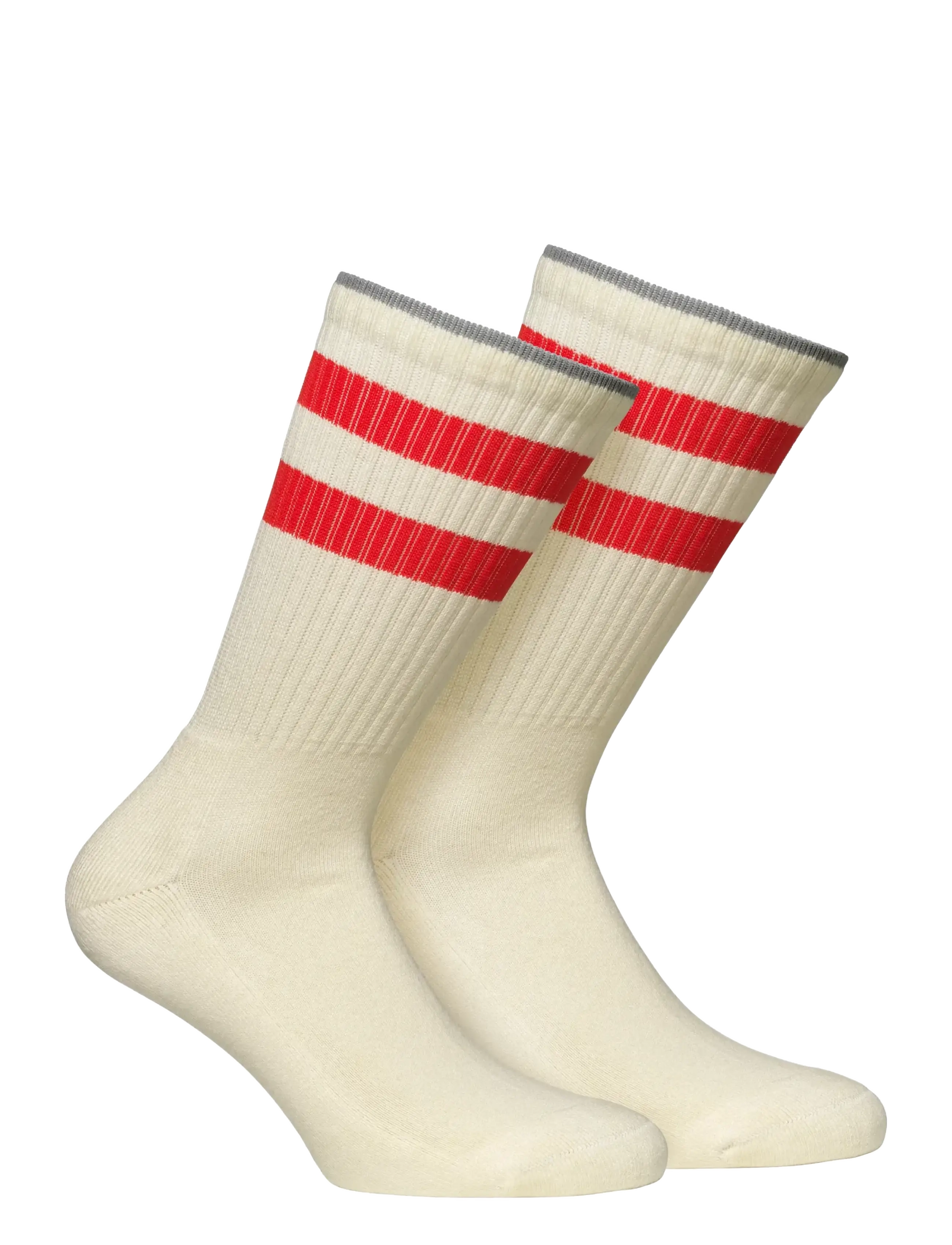 Alpacasocks&Co Knitted merino socks in 2-pack - Alpacasocks&Co - LATTE/RED/GREY / red