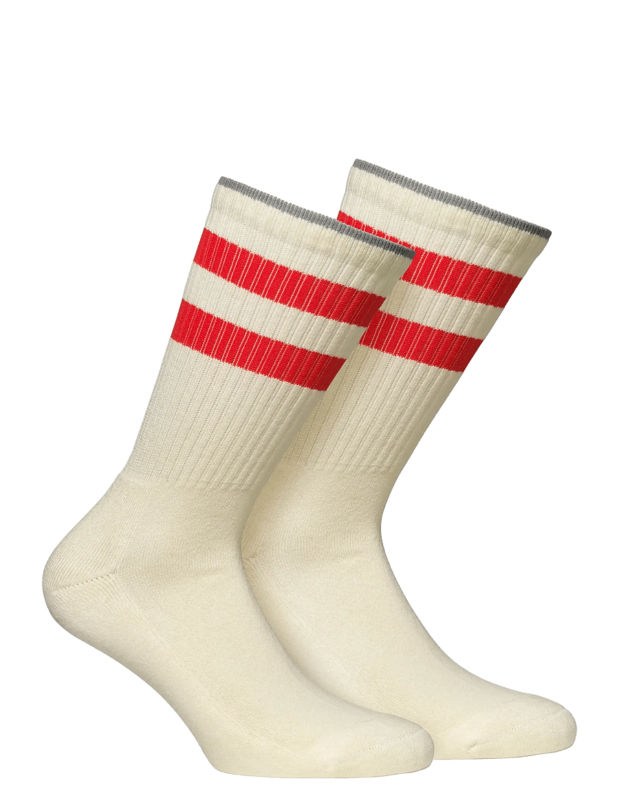 Alpacasocks&Co - Merino Casual Stripes 2-pack - tennissocken - latte/red/grey - 0