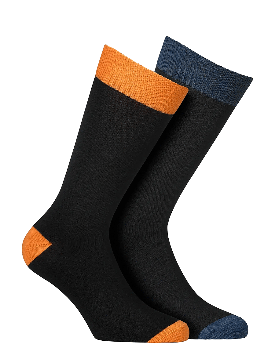 Alpacasocks&Co - Merino Lifestyle 2-pack - crew socks - nero-fiordo (blue)/nero-zucca (orange) - 0