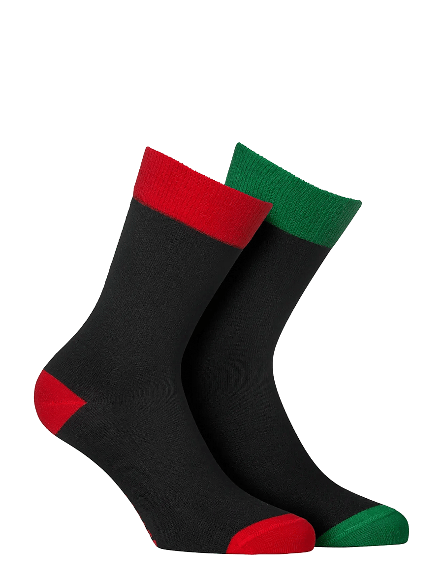 Alpacasocks&Co - Merino Lifestyle 2-pack - crew-socken - nero/basilico (green)/nero-rubino(red) - 0