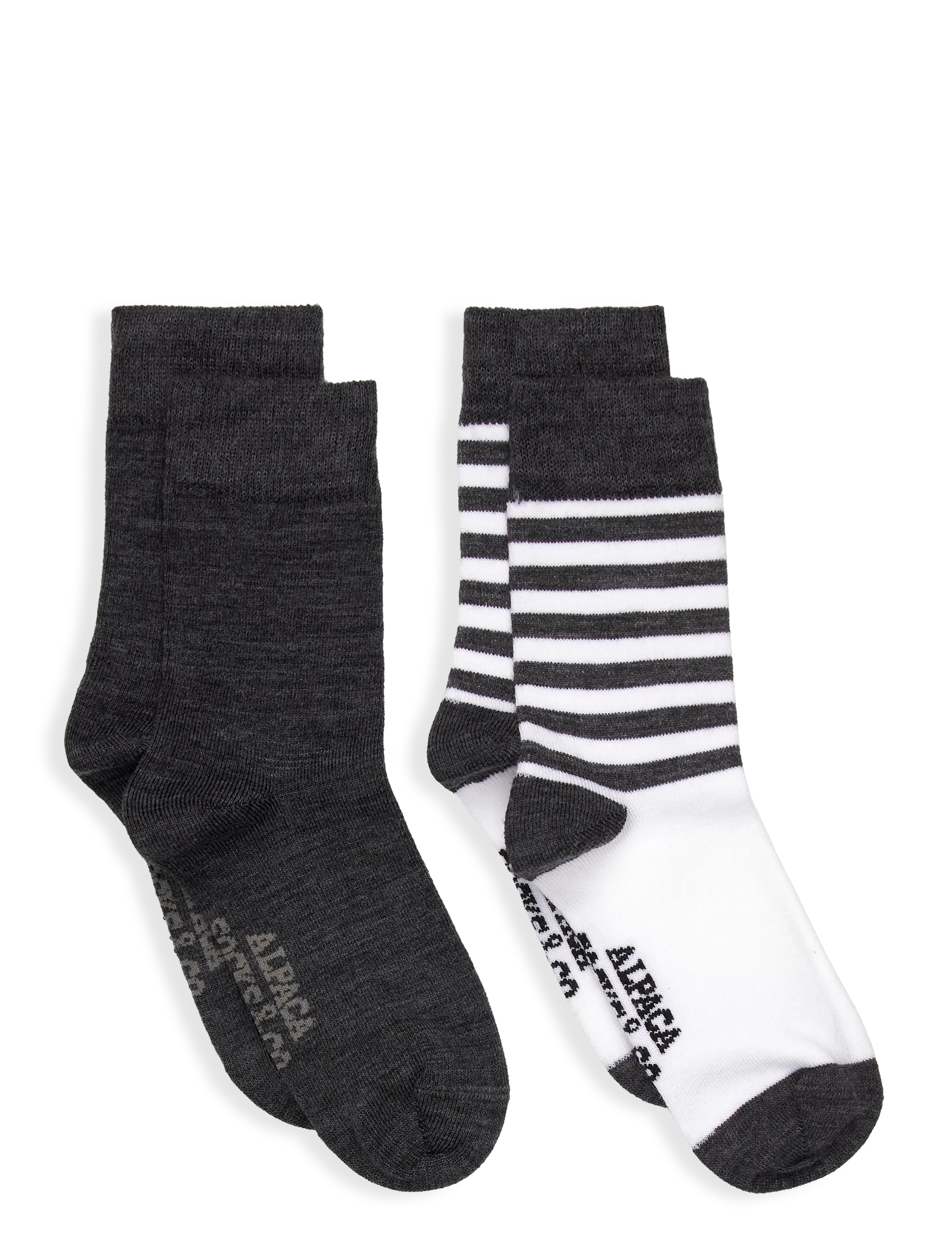 Alpacasocks&Co Merino Lifestyle Kids 2-pack - Børn 98-134 - SUPERBIANCO DARK GREY STRIPES/DARK GREY SOLID / grey
