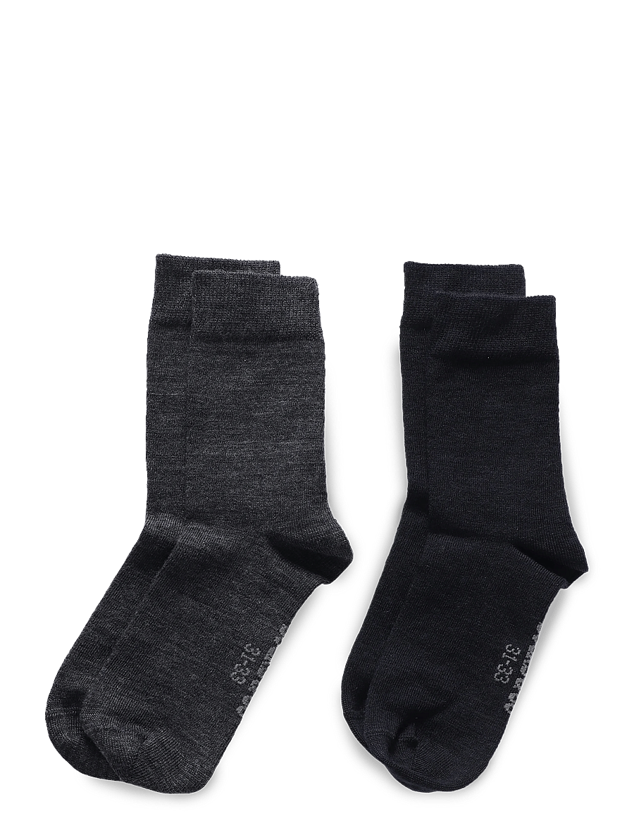 Alpacasocks&Co - Merino Lifestyle Kids 2-pack - strømper - dark grey solid/blue solid - 0