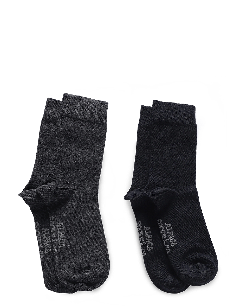 Alpacasocks&Co - Merino Lifestyle Kids 2-pack - strømper - dark grey solid/blue solid - 1