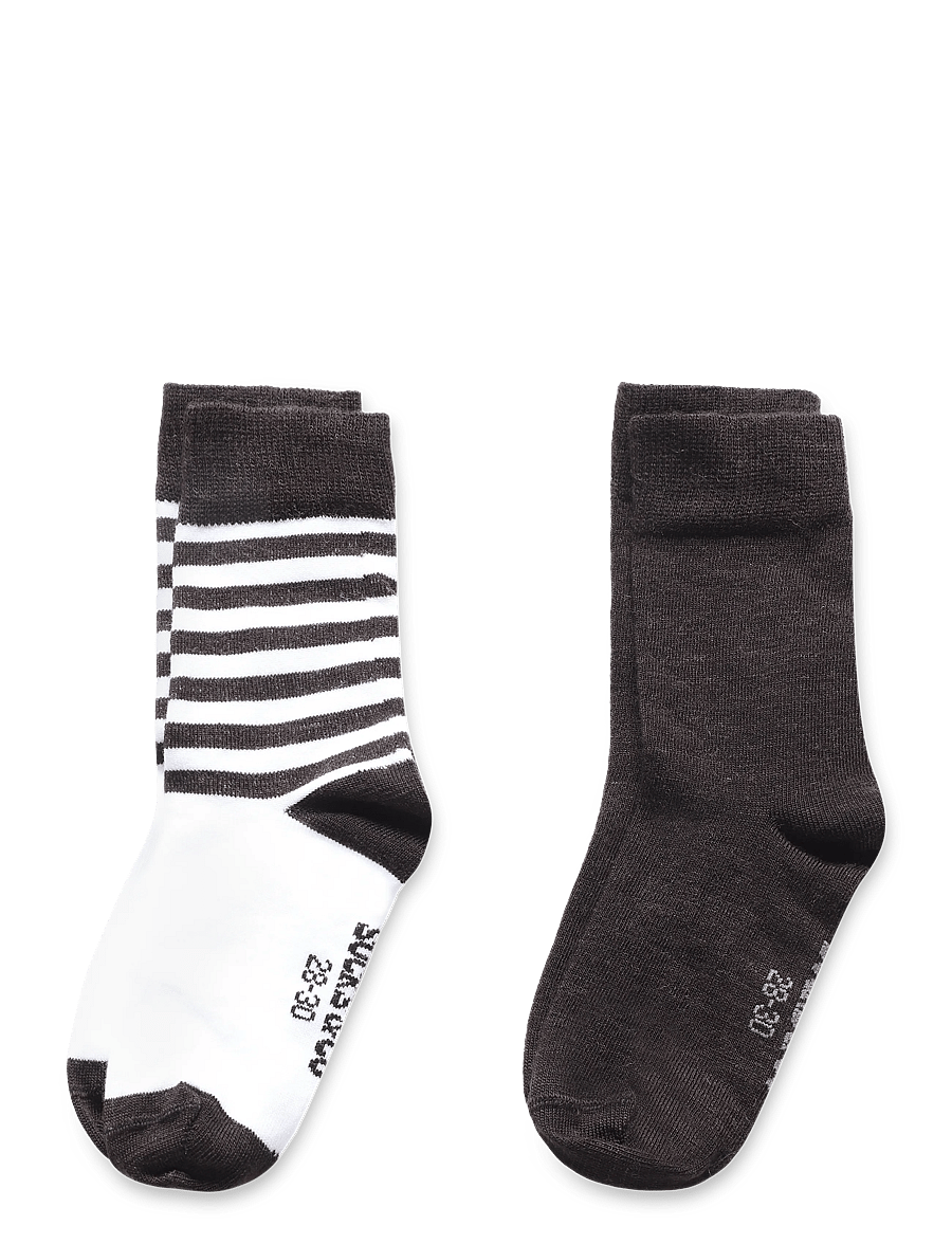 Alpacasocks&Co - Merino Lifestyle Kids 2-pack - strømper - superbianco fondente stripes/fomdente solid - 0