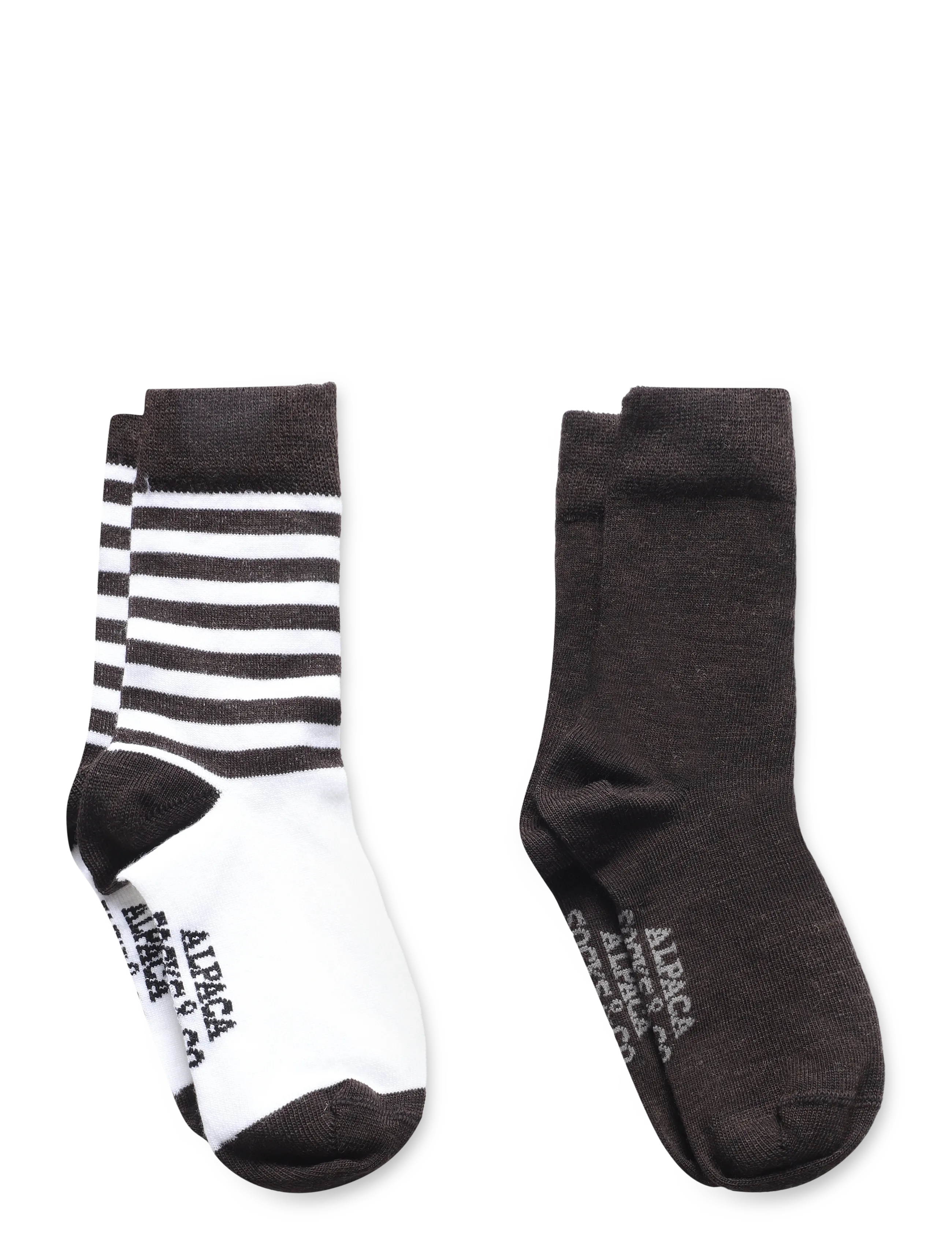 Alpacasocks&Co - Merino Lifestyle Kids 2-pack - strømper - superbianco fondente stripes/fomdente solid - 1