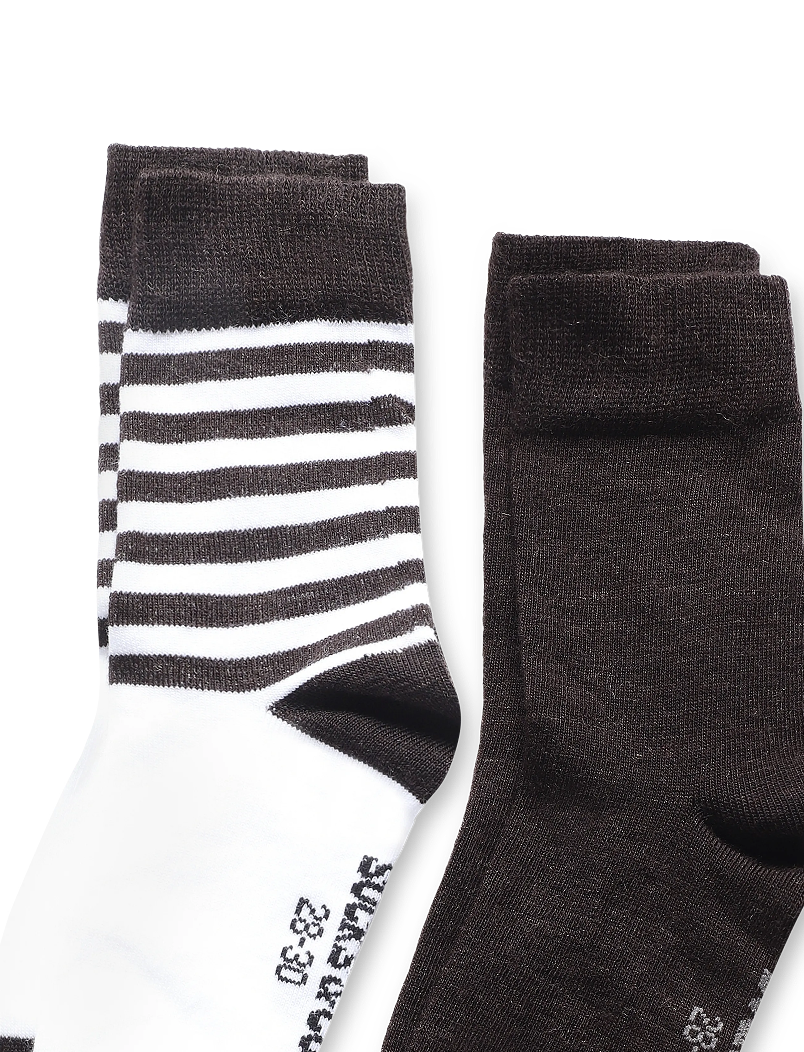 Alpacasocks&Co - Merino Lifestyle Kids 2-pack - strømper - superbianco fondente stripes/fomdente solid - 2