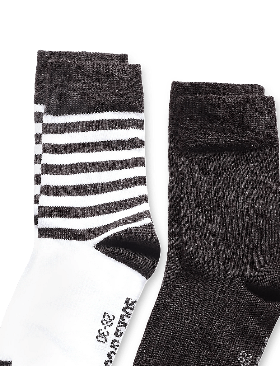 Alpacasocks&Co - Merino Lifestyle Kids 2-pack - strømper - superbianco fondente stripes/fomdente solid - 2