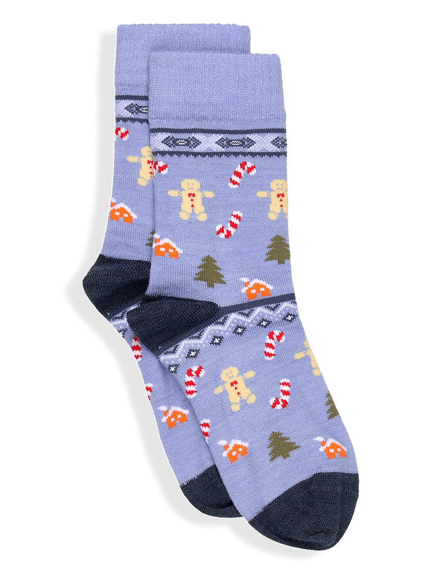 Alpacasocks&Co - Winter Funny Kids Gingersnaps 1-pack - strumpor - blue - 0