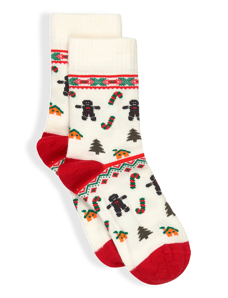 Alpacasocks&Co - Winter Funny Kids Gingersnaps 1-pack - strümpfe - white - 0