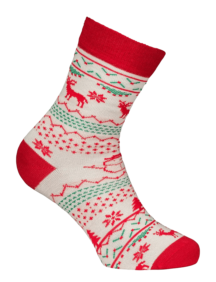 Alpacasocks&Co - Winter Funny Kids Reindeer 1-pack - strømper - white red - 0