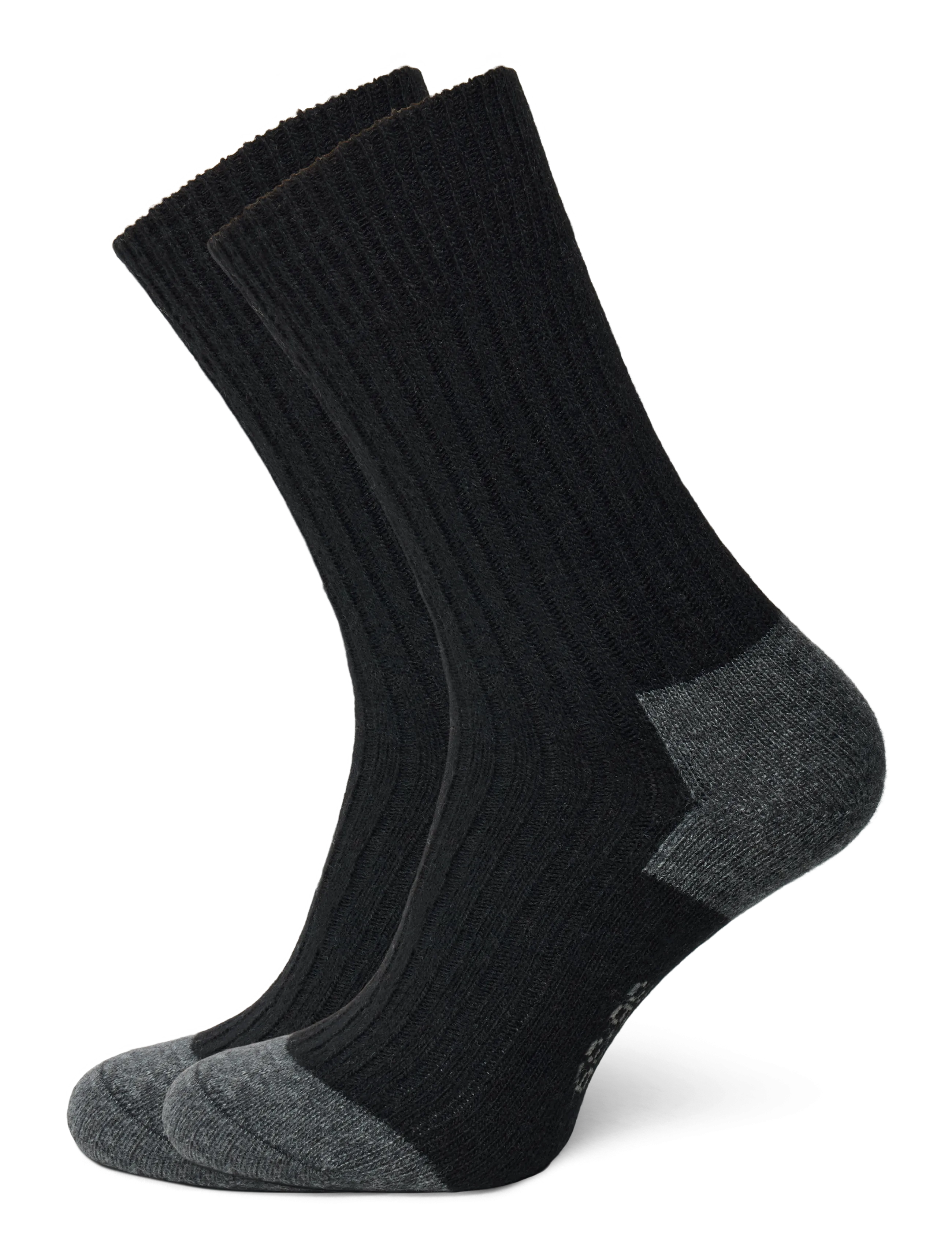 Alpacasocks&Co Merino Cashmere Ribbed Crew 1-Pack, 36-39, Black, Sokker > Almindelige Sokker, Herre