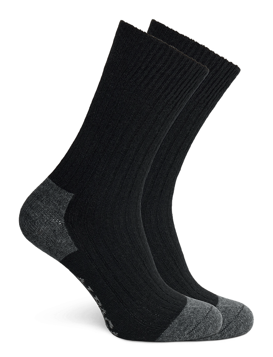 Alpacasocks&Co - Merino Cashmere Ribbed Crew 1-pack - klassikalised sokid - black-dark grey - 1