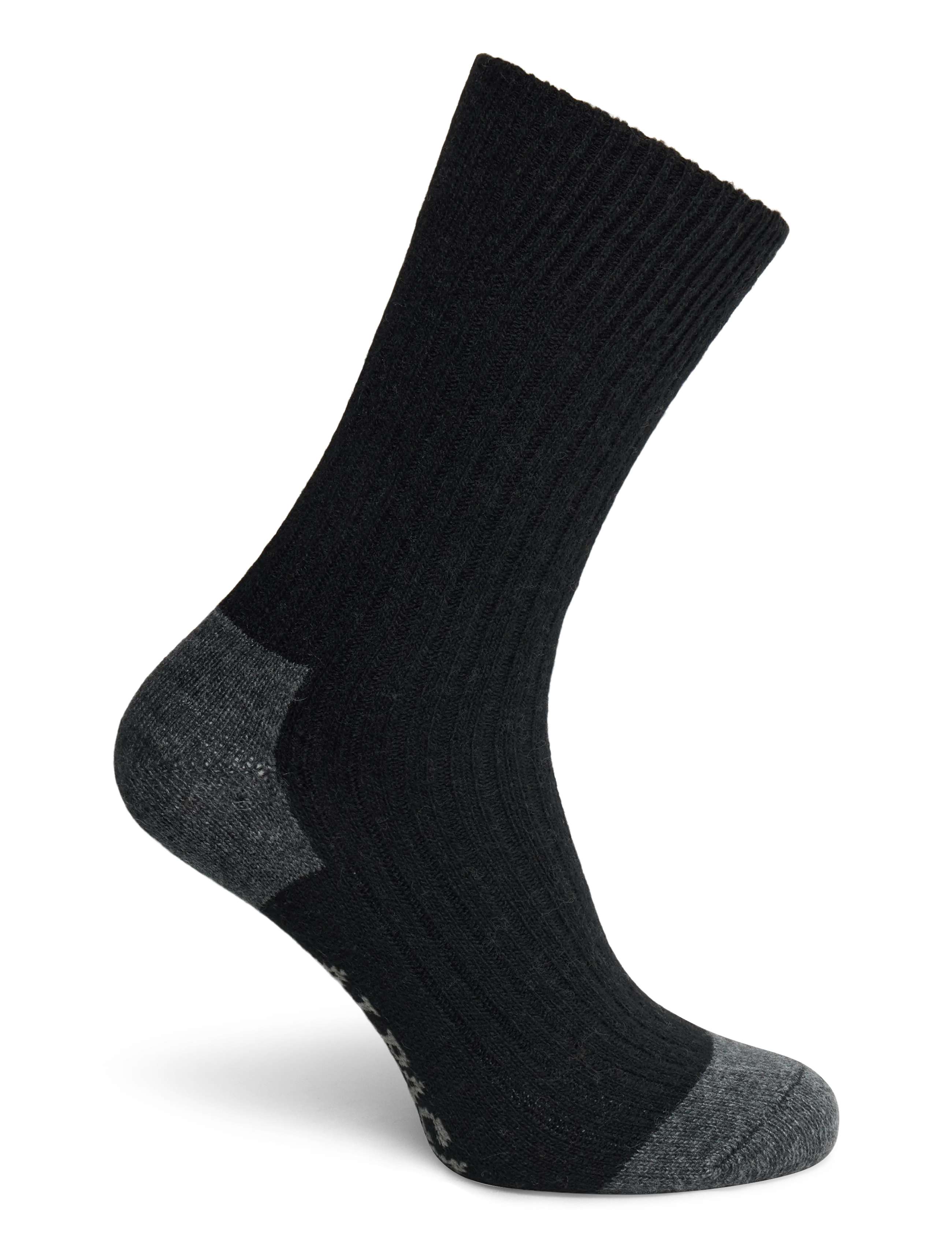 Alpacasocks&Co - Merino Cashmere Ribbed Crew 1-pack - lowest prices - black-dark grey - 1
