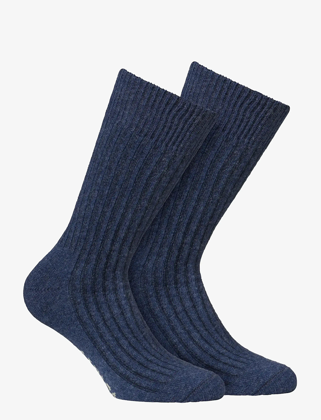 Alpacasocks&Co - Merino Cashmere Ribbed Crew 1-pack - sokker - blue-blue - 0