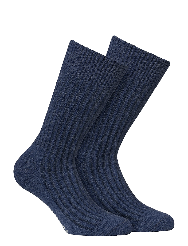 Alpacasocks&Co - Merino Cashmere Ribbed Crew 1-pack - sokker - blue-blue - 0