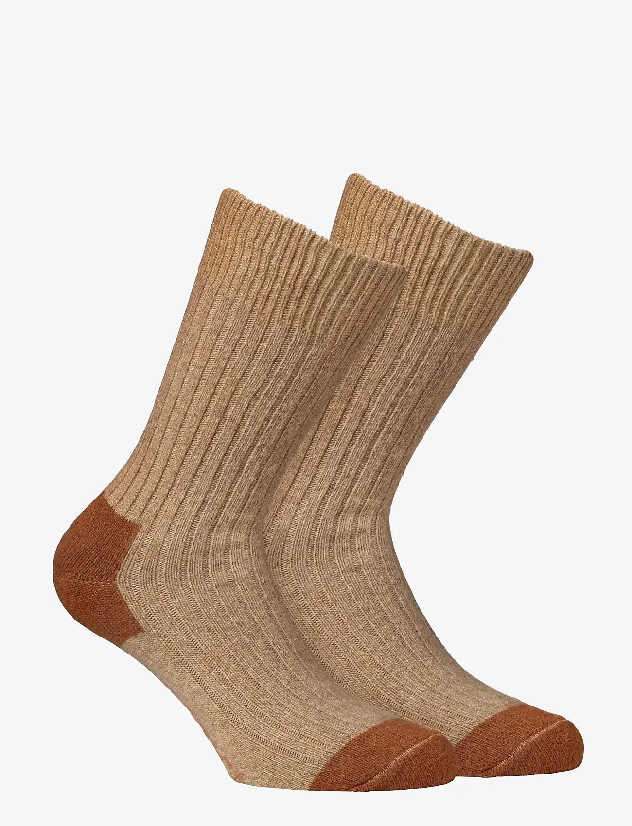 Alpacasocks&Co - Merino Cashmere Ribbed Crew 1-pack - sokker - dark tan-brown - 0
