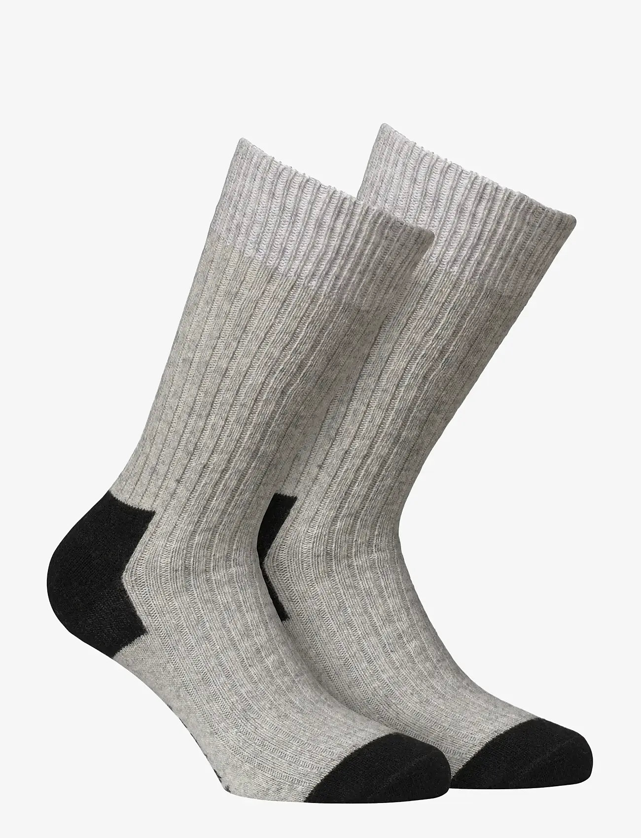 Alpacasocks&Co - Merino Cashmere Ribbed Crew 1-pack - sokker - light grey-black - 0