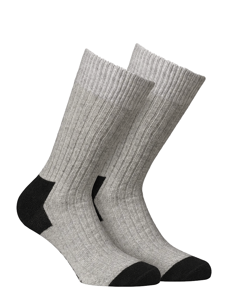Alpacasocks&Co - Merino Cashmere Ribbed Crew 1-pack - sokker - light grey-black - 0
