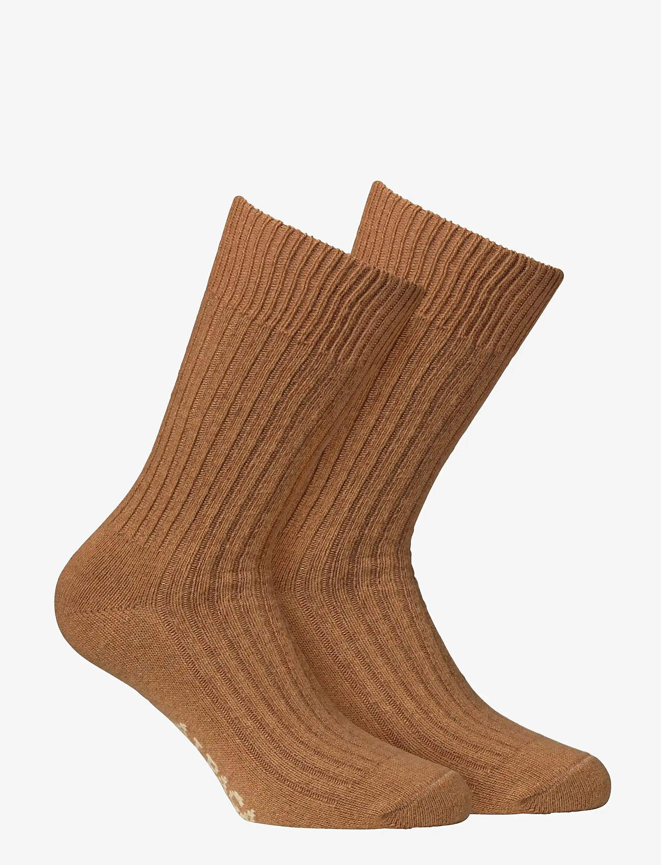 Alpacasocks&Co - Merino Cashmere Ribbed Crew 1-pack - sokker - tobacco-tobacco - 0