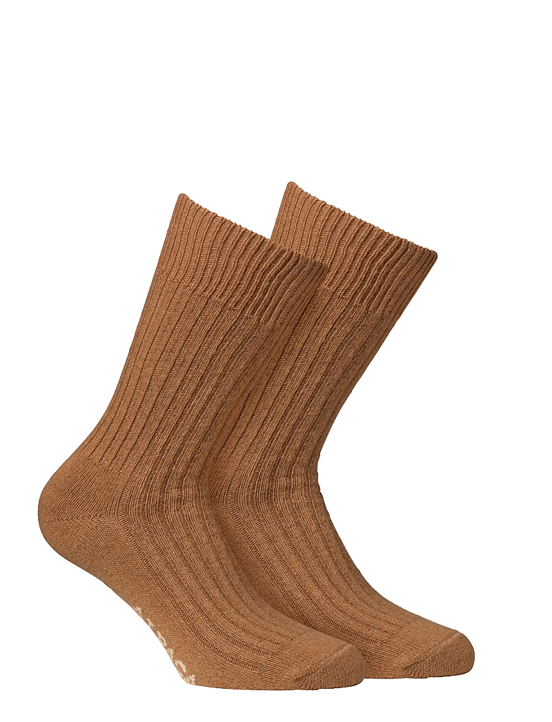 Alpacasocks&Co - Merino Cashmere Ribbed Crew 1-pack - sokker - tobacco-tobacco - 0