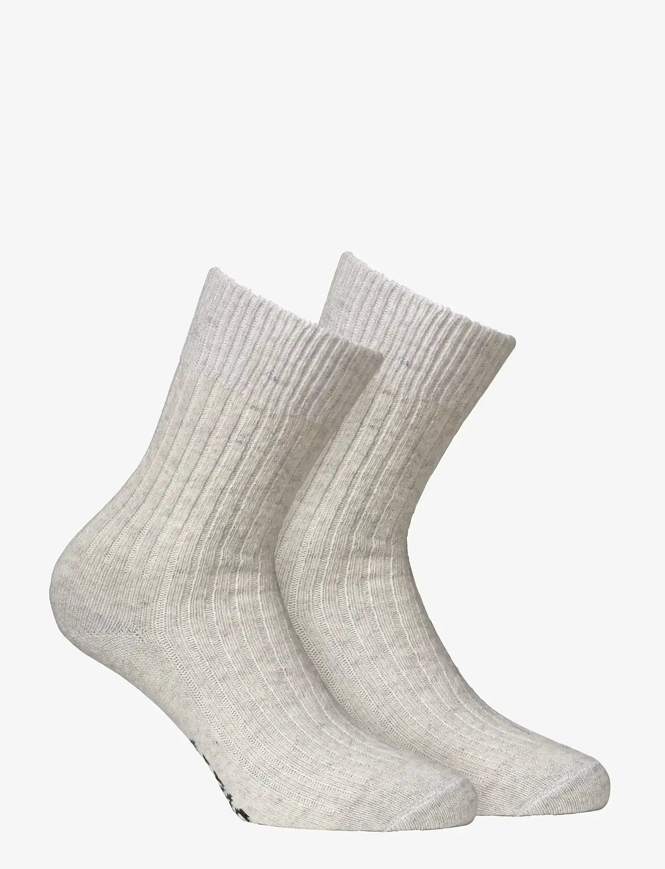 Alpacasocks&Co - Merino Cashmere Ribbed Crew 1-pack - sokker - white grey-white grey - 0
