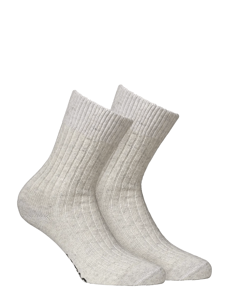 Alpacasocks&Co - Merino Cashmere Ribbed Crew 1-pack - sokker - white grey-white grey - 0