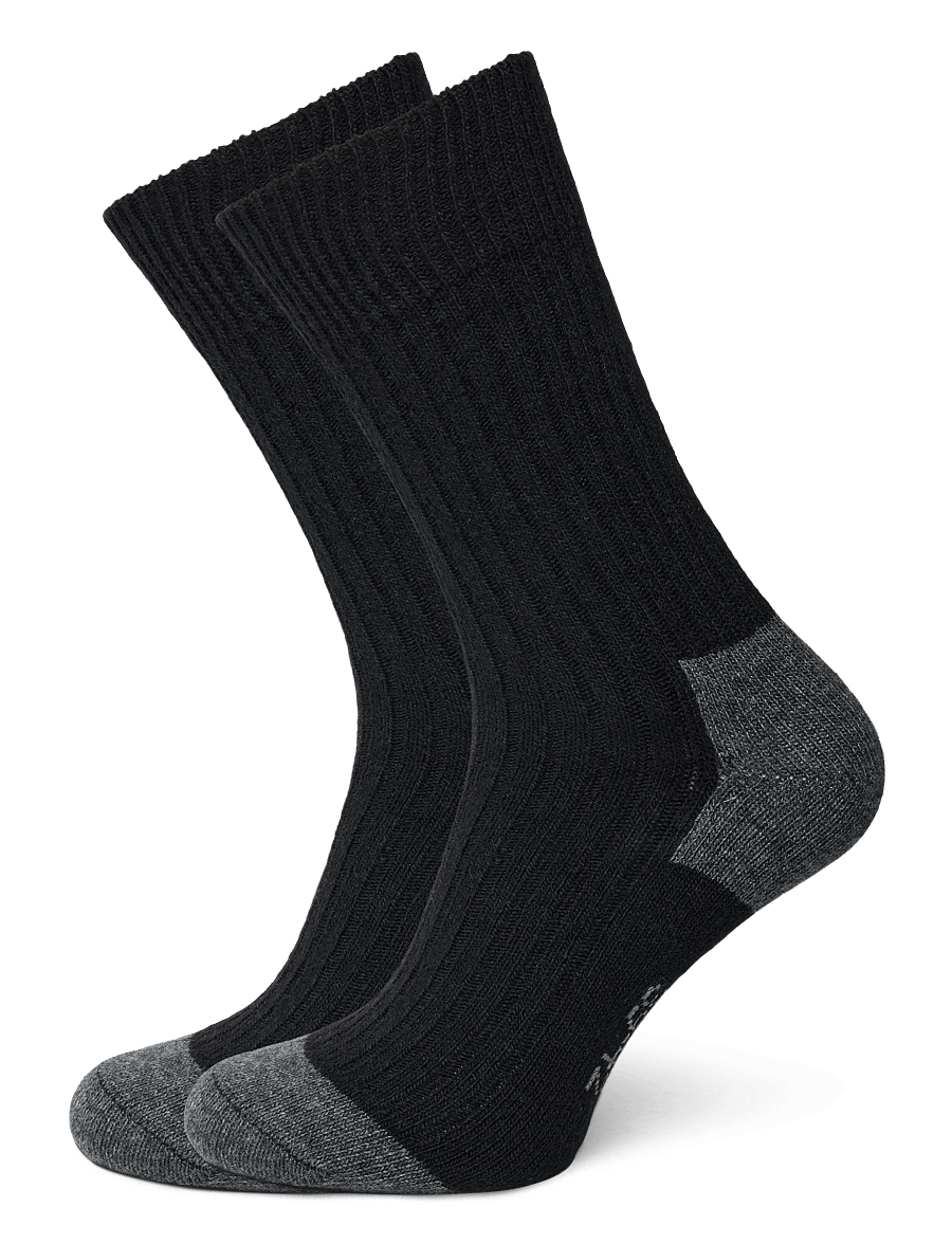 Alpacasocks&Co - Merino Cashmere Ribbed Crew 1-pack - klassikalised sokid - black-dark grey - 0
