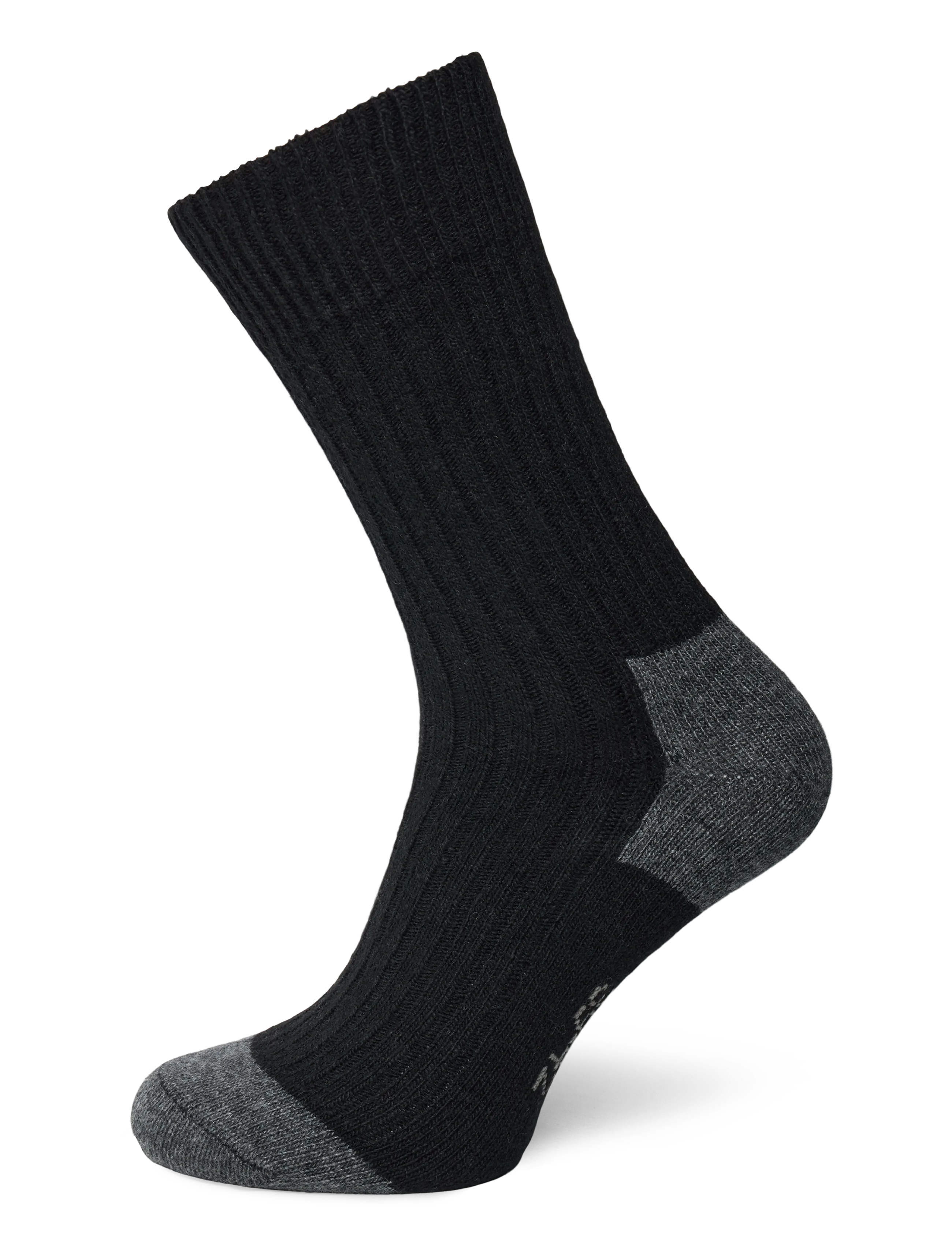 Alpacasocks&Co Merino Cashmere Ribbed Crew 1-pack - Unterwäsche - BLACK-DARK GREY / black