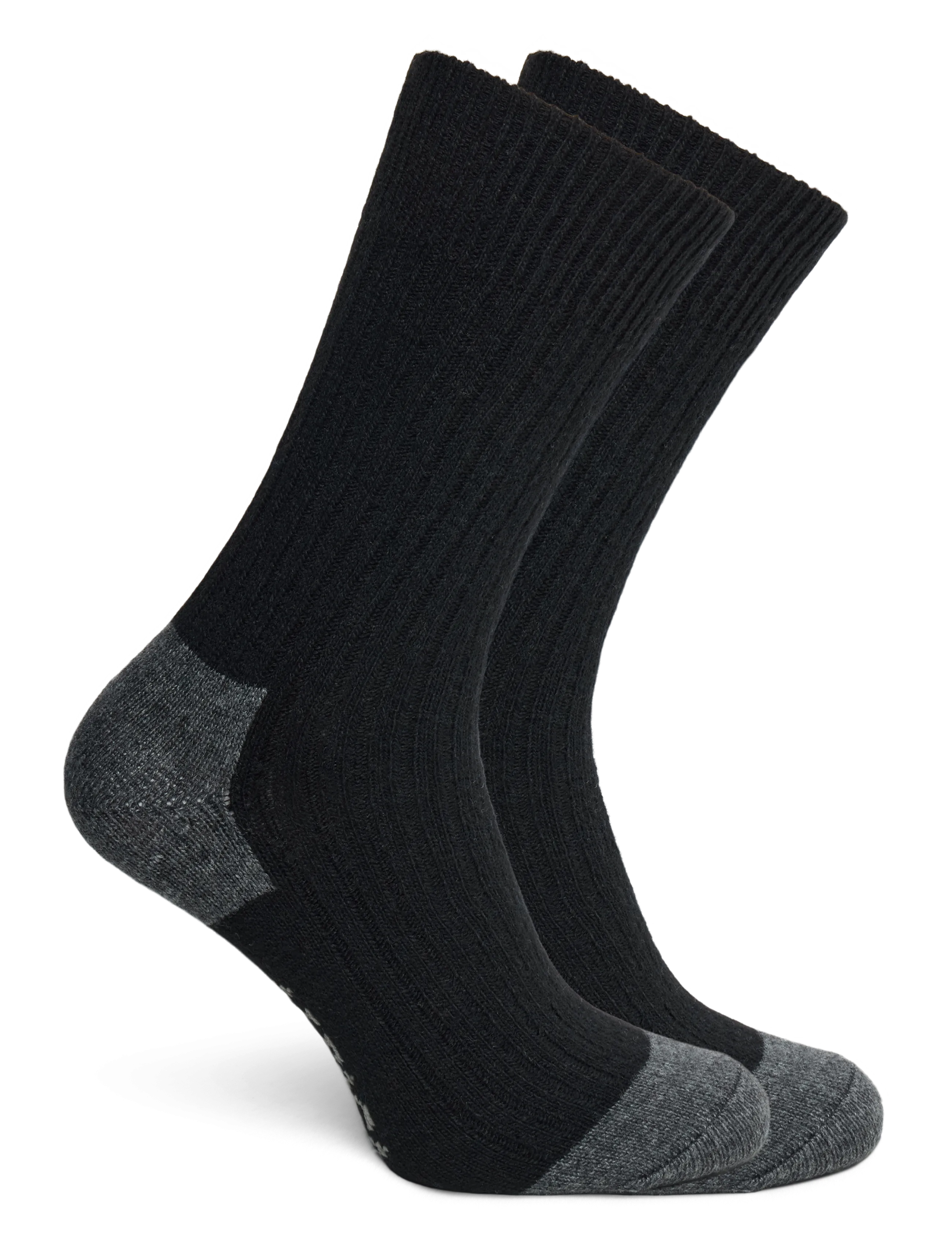 Alpacasocks&Co - Merino Cashmere Ribbed Crew 1-pack - black-dark grey - 1