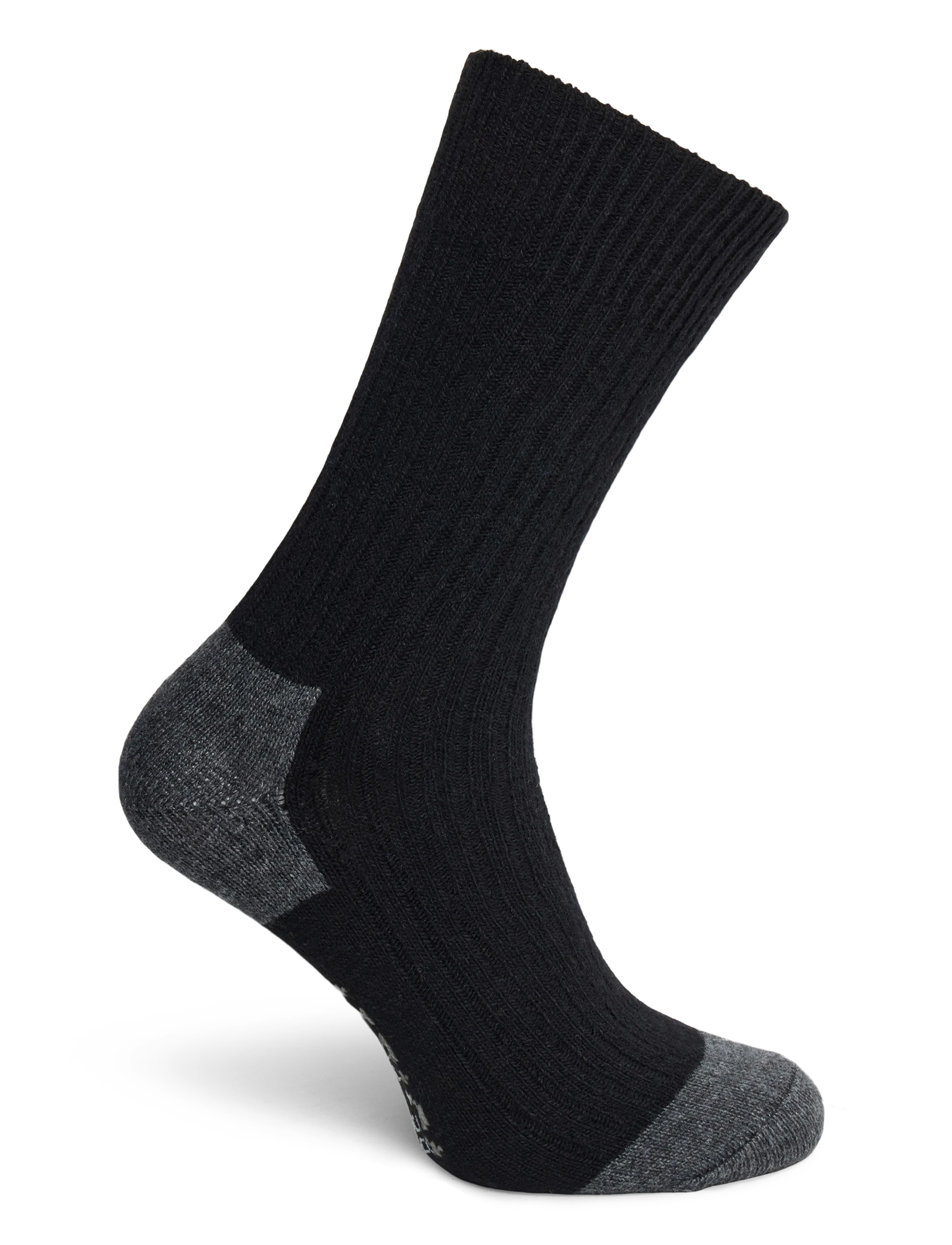 Alpacasocks&Co - Merino Cashmere Ribbed Crew 1-pack - madalaimad hinnad - black-dark grey - 1