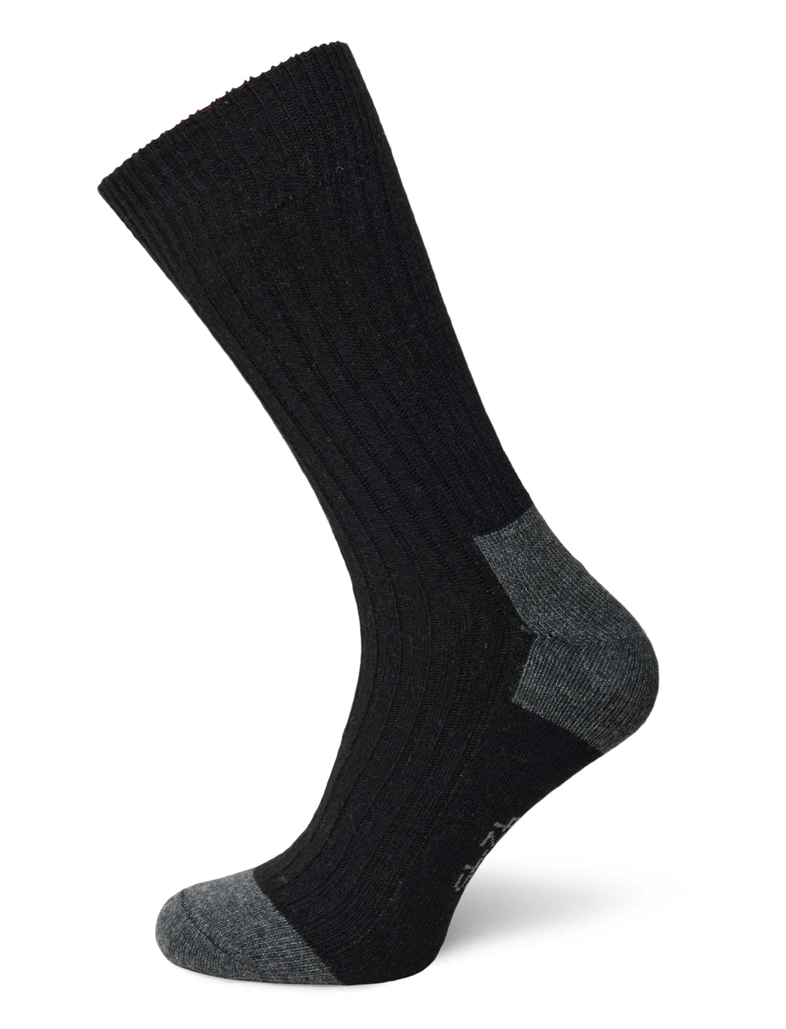 Alpacasocks&Co Merino Cashmere Ribbed Crew 1-pack - Underkläder - BLACK-DARK GREY / black