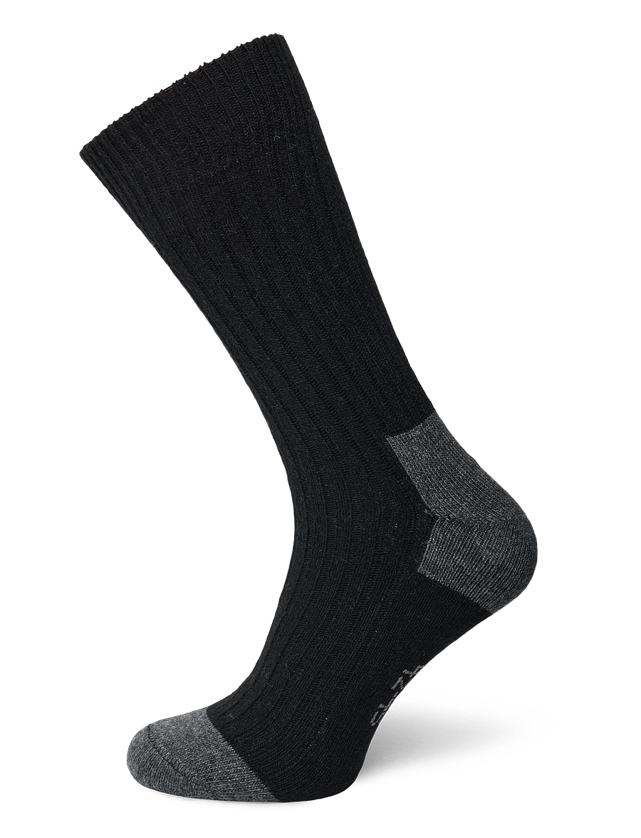 Alpacasocks&Co - Merino Cashmere Ribbed Crew 1-pack - vanliga strumpor - black-dark grey - 0