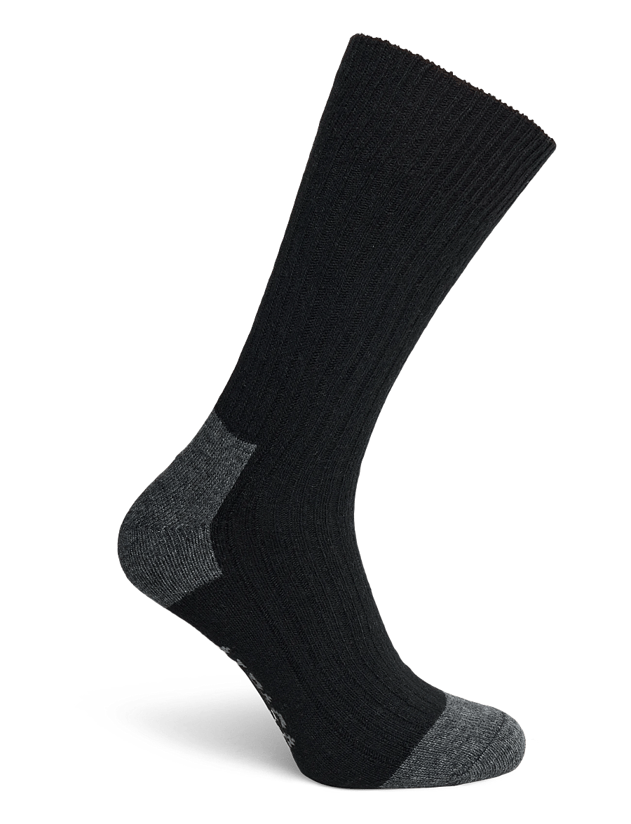 Alpacasocks&Co - Merino Cashmere Ribbed Crew 1-pack - vanliga strumpor - black-dark grey - 1