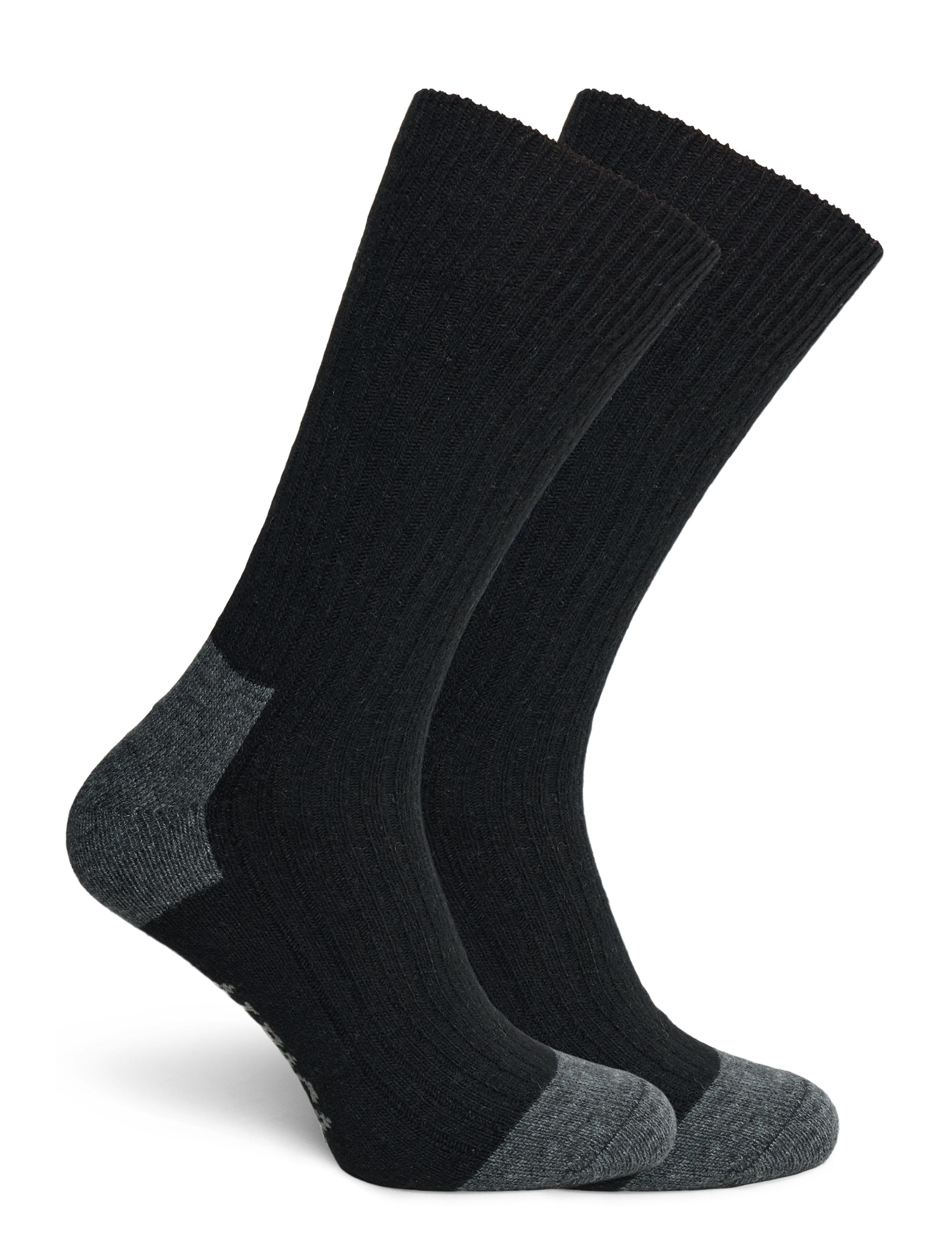 Alpacasocks&Co - Merino Cashmere Ribbed Crew 1-pack - black-dark grey - 1