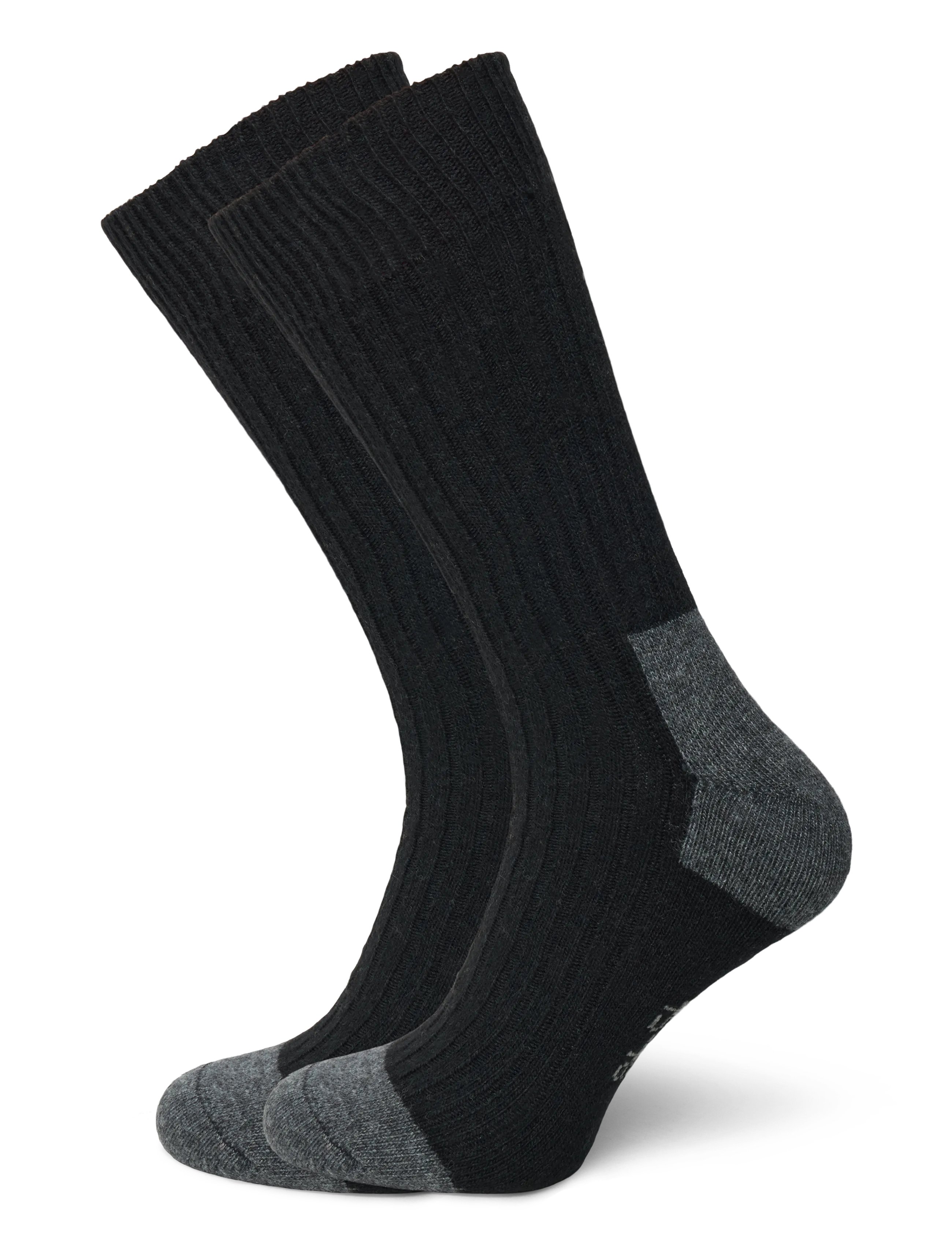 Alpacasocks&Co Merino Cashmere Ribbed Crew 1-Pack, 45-48, Black, Sokker > Almindelige Sokker, Herre