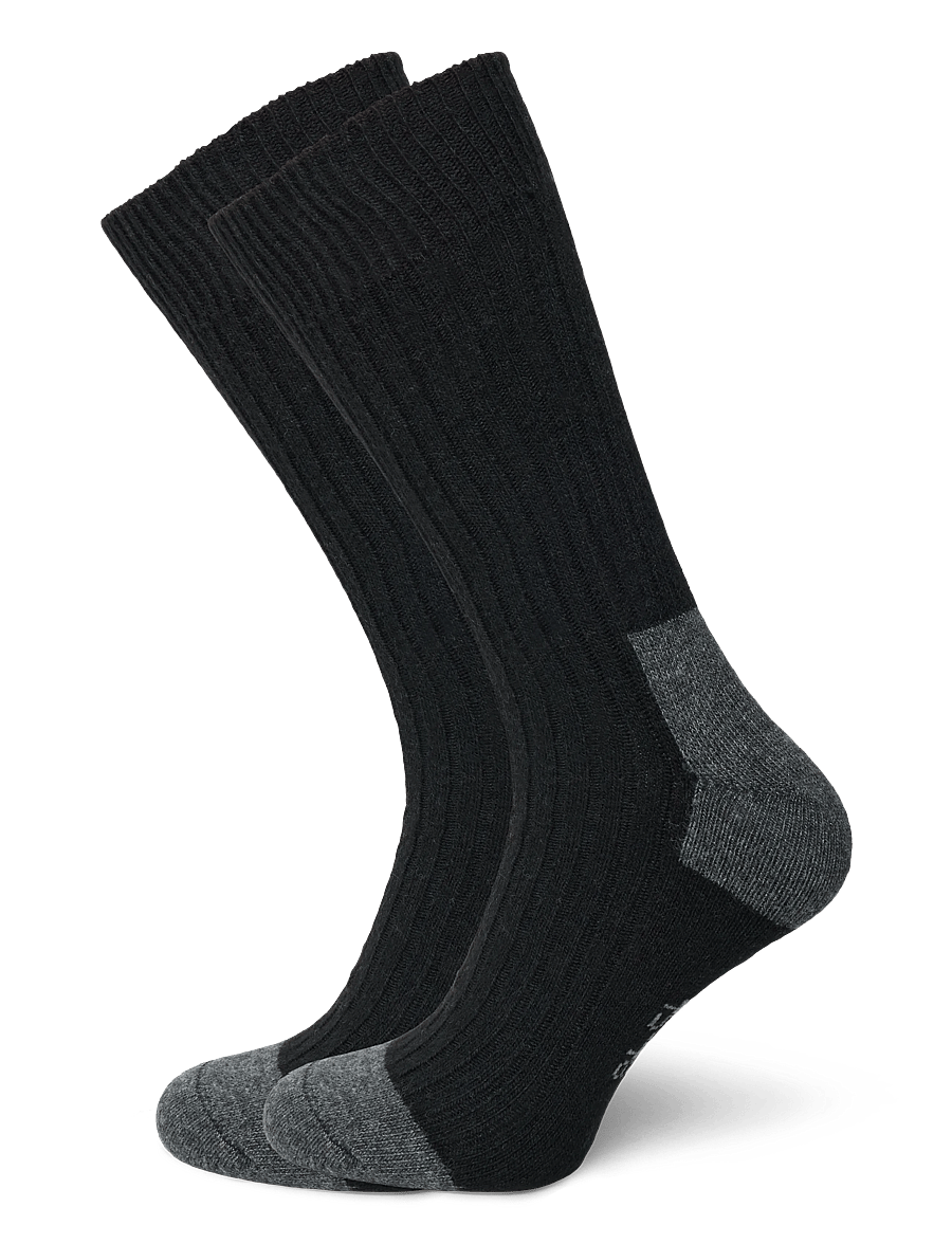 Alpacasocks&Co - Merino Cashmere Ribbed Crew 1-pack - black-dark grey - 0