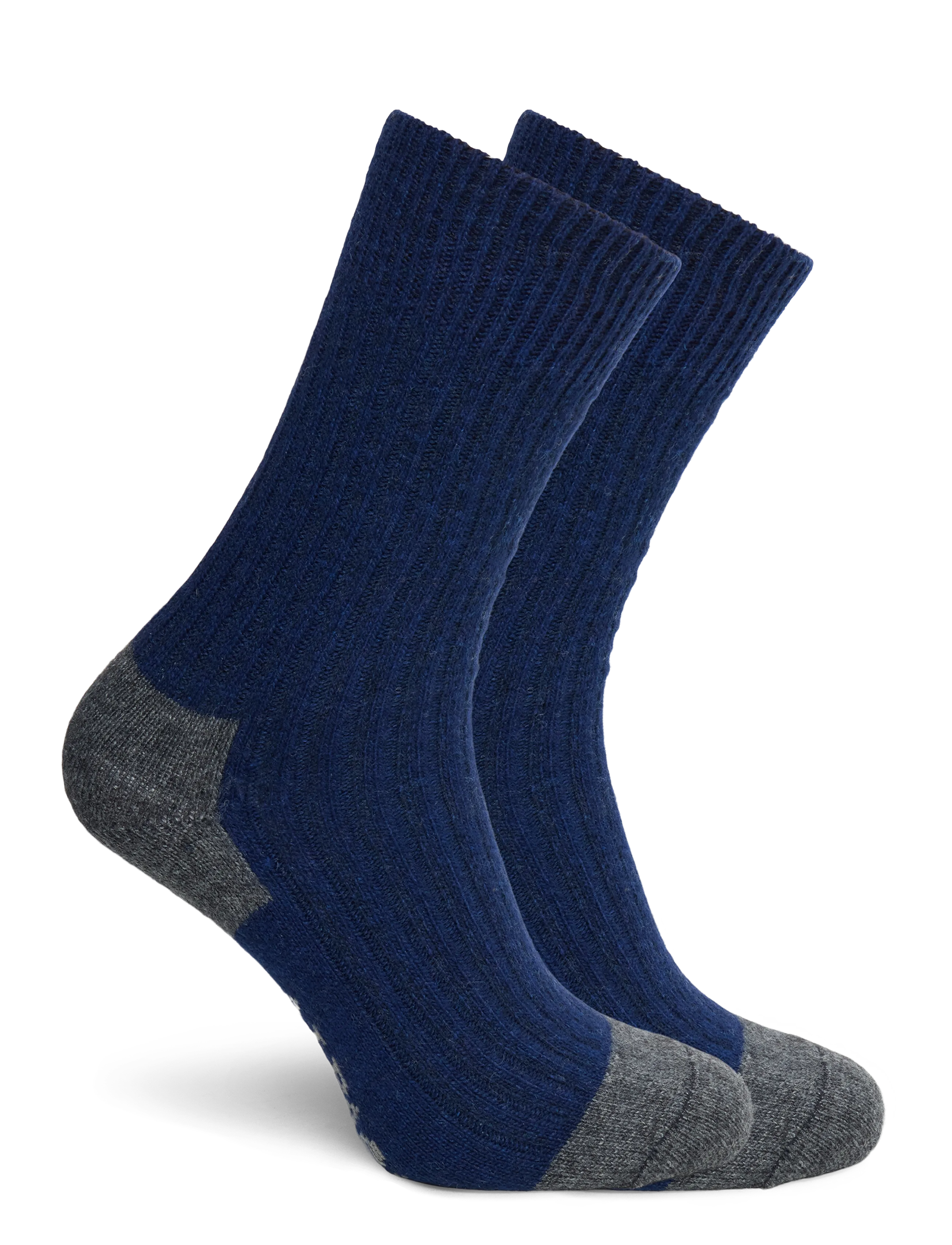 Alpacasocks&Co - Merino Cashmere Ribbed Crew 1-pack - dark navy-dark grey - 1