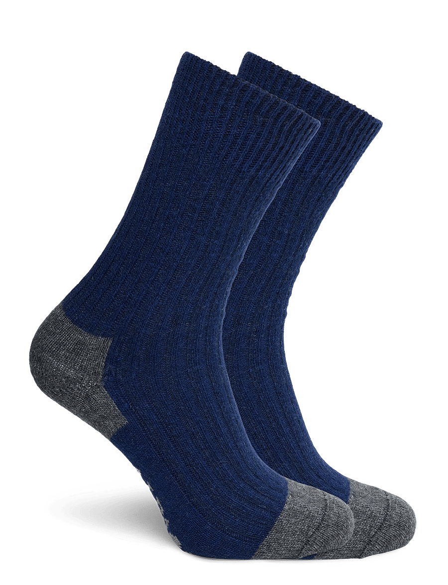 Alpacasocks&Co - Merino Cashmere Ribbed Crew 1-pack - klassikalised sokid - dark navy-dark grey - 1