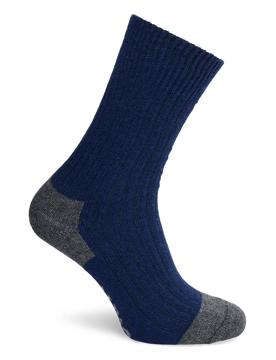 Alpacasocks&Co - Merino Cashmere Ribbed Crew 1-pack - tennissocken - dark navy-dark grey - 1