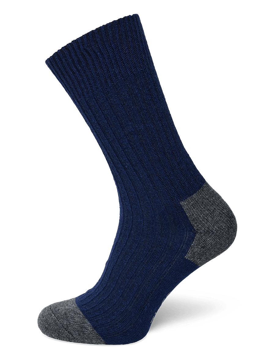 Alpacasocks&Co - Merino Cashmere Ribbed Crew 1-pack - tennissocken - dark navy-dark grey - 0