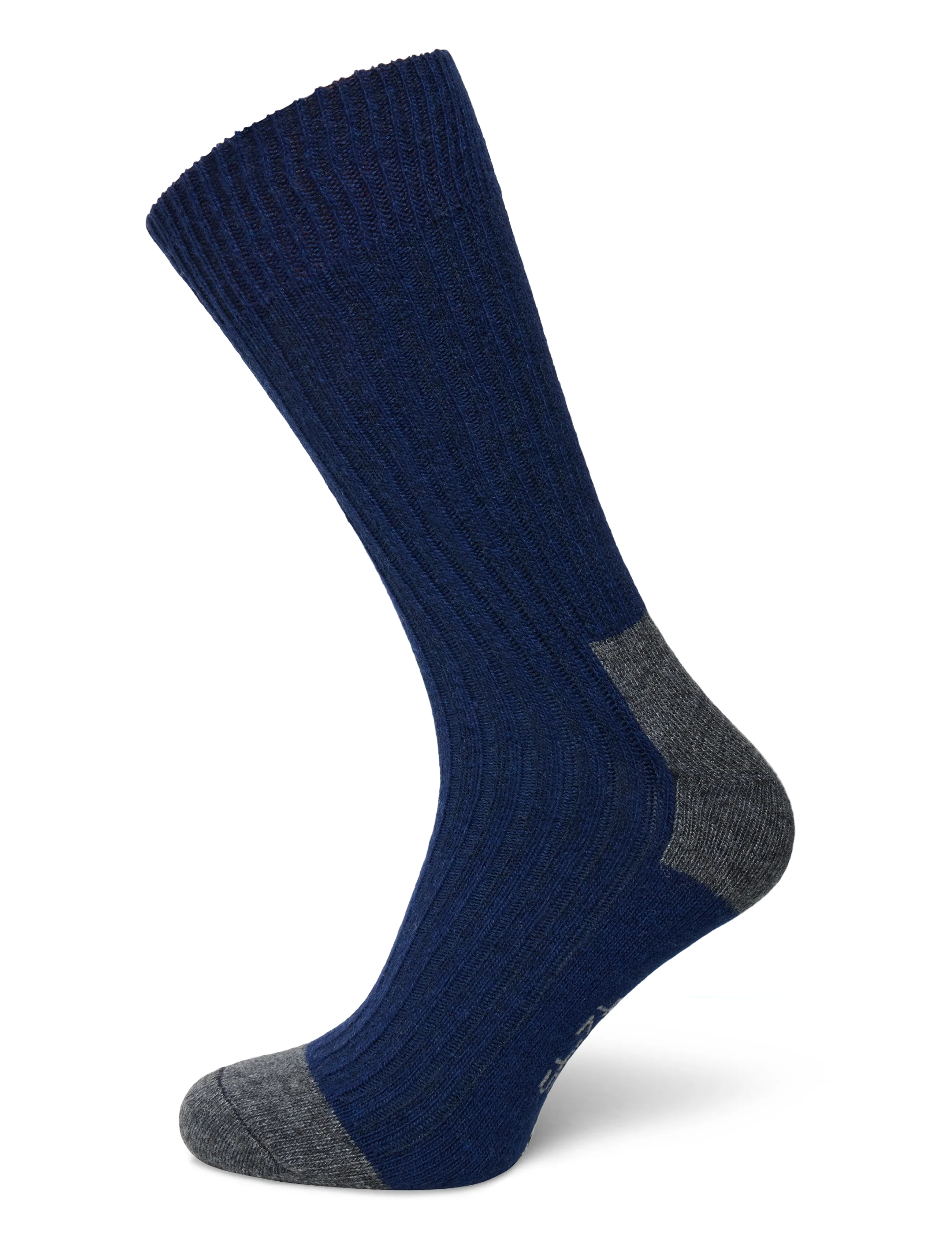 Alpacasocks&Co Merino Cashmere Ribbed Crew 1-pack - Sokid - DARK NAVY-DARK GREY / navy