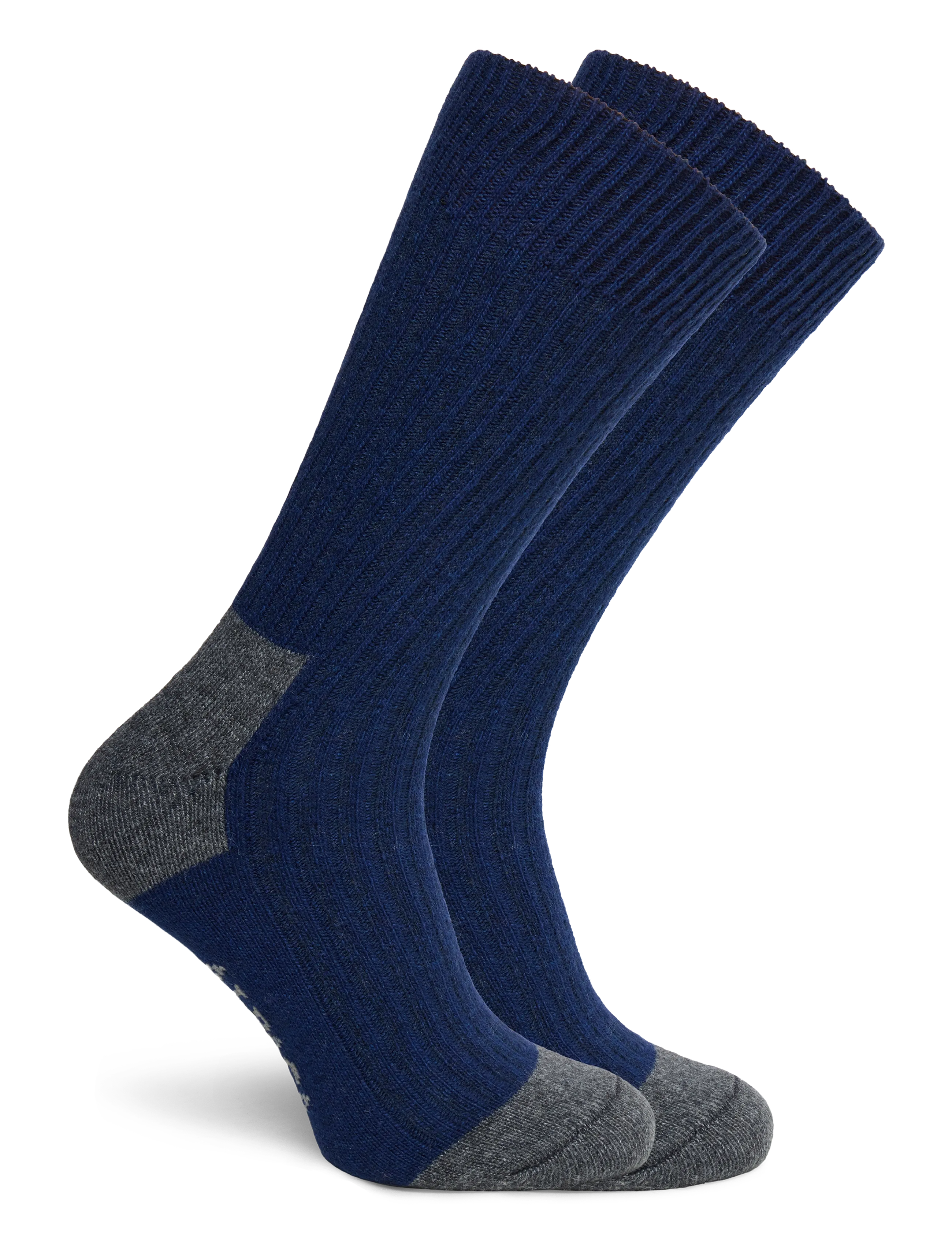 Alpacasocks&Co - Merino Cashmere Ribbed Crew 1-pack - dark navy-dark grey - 1