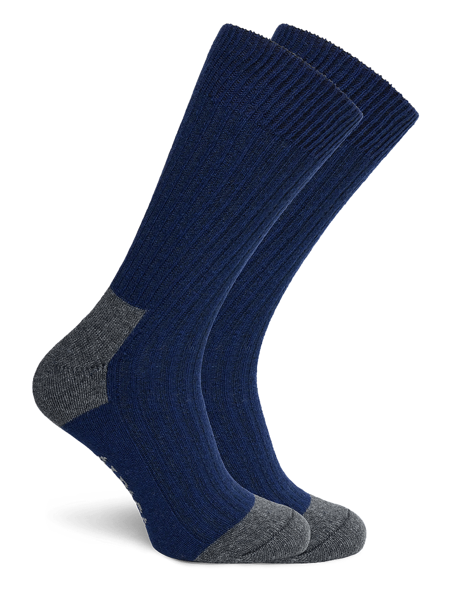 Alpacasocks&Co - Merino Cashmere Ribbed Crew 1-pack - klassikalised sokid - dark navy-dark grey - 1
