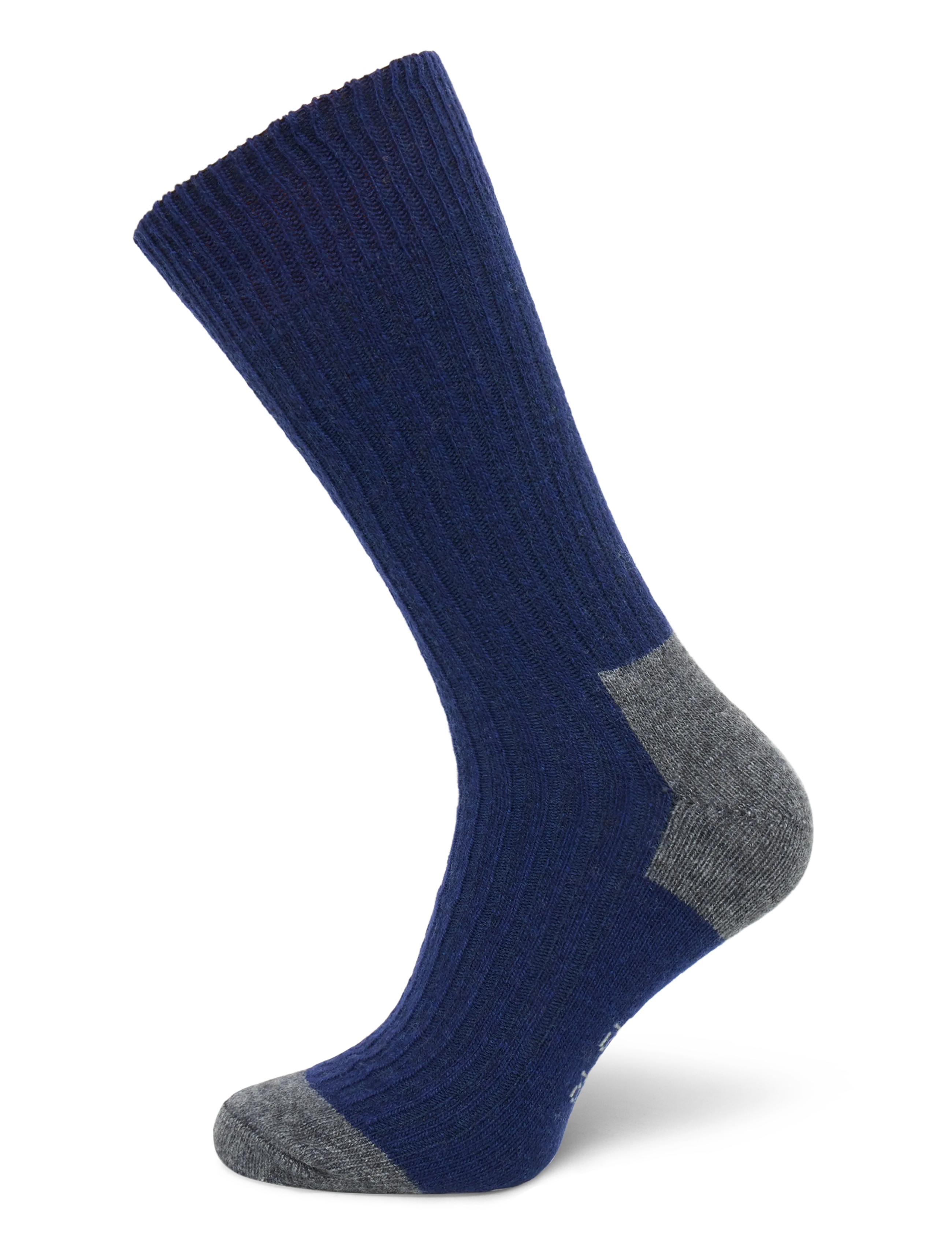Alpacasocks&Co Merino Cashmere Ribbed Crew 1-pack - Sokid - DARK NAVY-DARK GREY / navy
