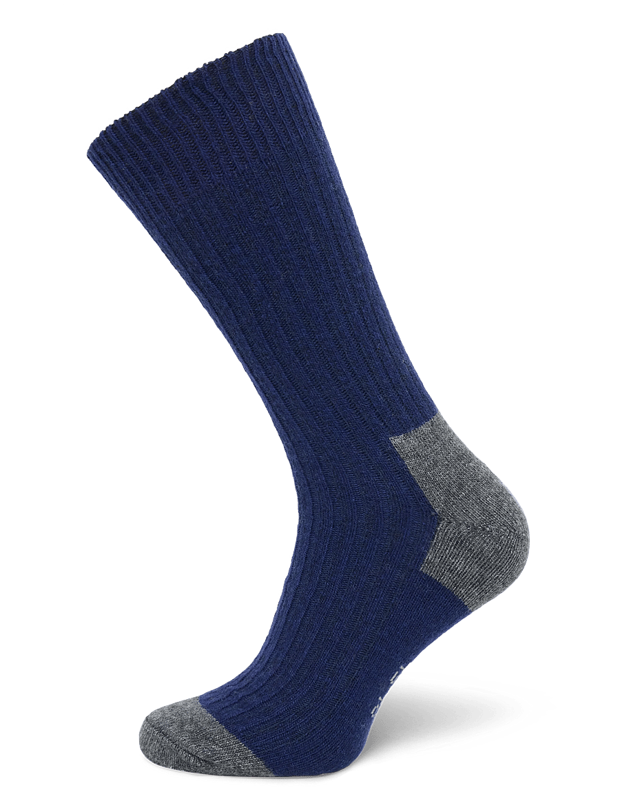 Alpacasocks&Co - Merino Cashmere Ribbed Crew 1-pack - tennissocken - dark navy-dark grey - 0