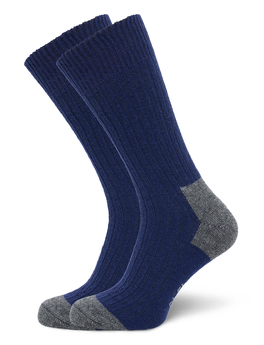 Alpacasocks&Co - Merino Cashmere Ribbed Crew 1-pack - skarpety za kostkę - dark navy-dark grey - 0