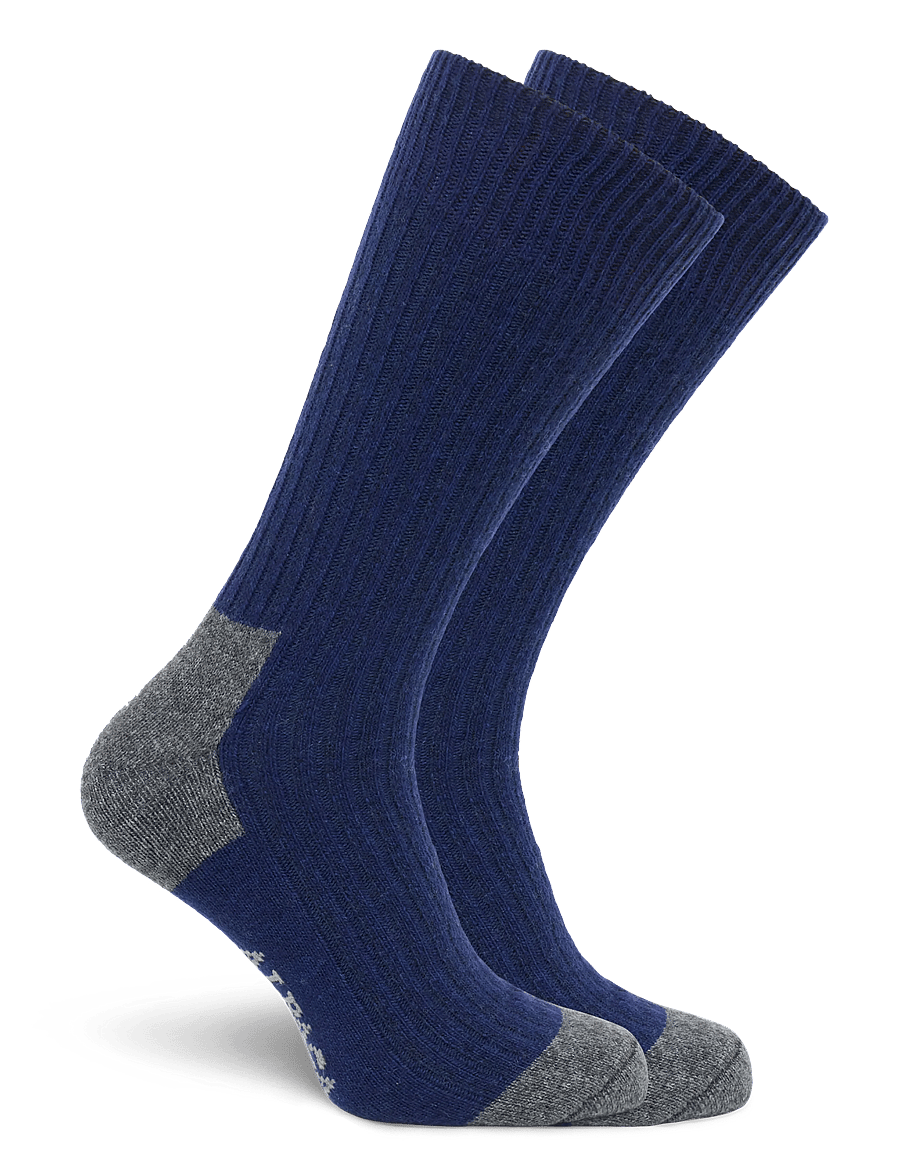 Alpacasocks&Co - Merino Cashmere Ribbed Crew 1-pack - skarpety za kostkę - dark navy-dark grey - 1