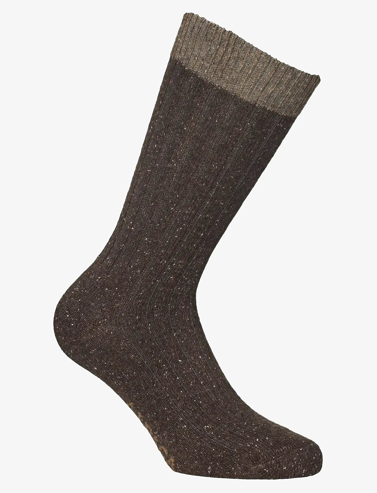 Alpacasocks&Co - Merino Silk Rib Crew 1-pack - dark brown-dark tan - 0