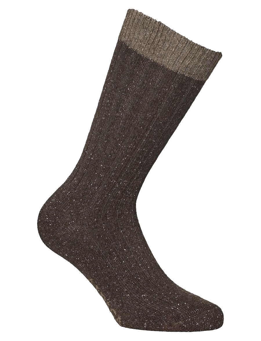 Alpacasocks&Co - Merino Silk Rib Crew 1-pack - urheilusukat - dark brown-dark tan - 0